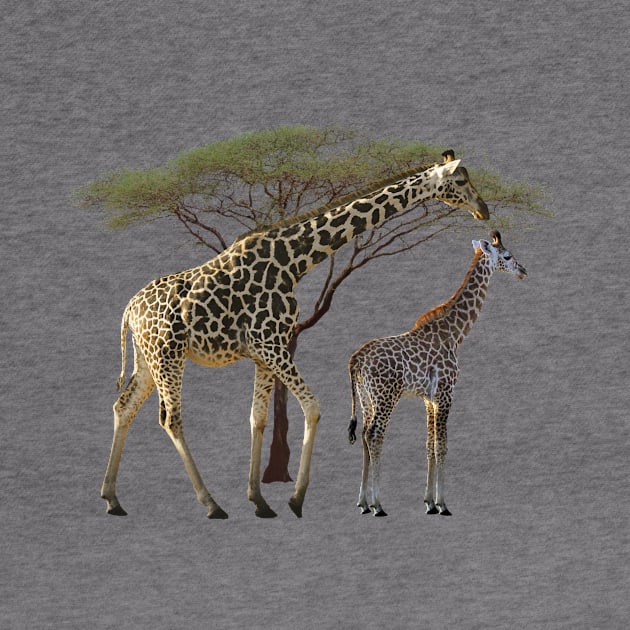 Giraffe-Mama with a Baby - Safari in Kenya / Africa by T-SHIRTS UND MEHR